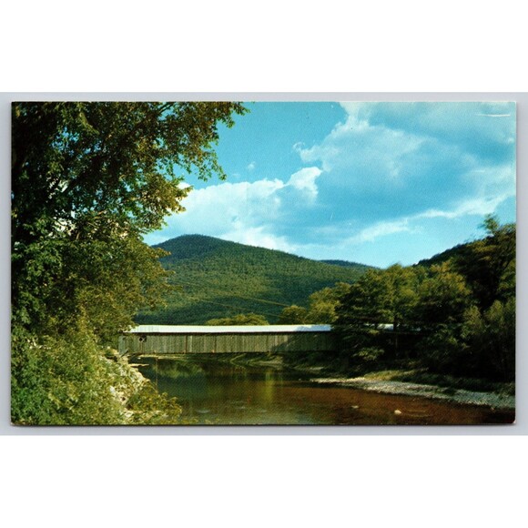 Postcard VT Old Scott Bridge Longest Single Span Covered Bridge in Vermont c1970 - Picture 1 of 2